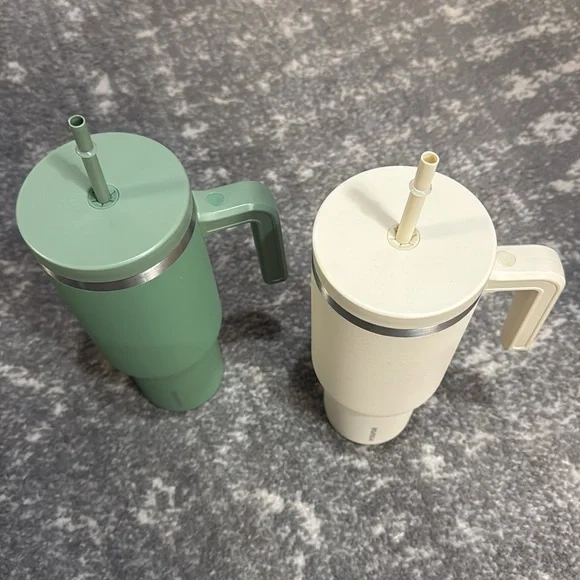 Hydra Peak 40 Ounce Tumblers (2) Green & Cream - Picture 3 of 4